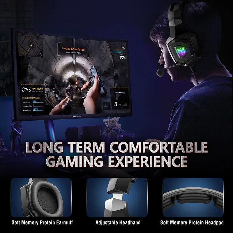 Wired Stereo Gaming Headset with Dynamic Immersive Sound & LED Lights - Image 3