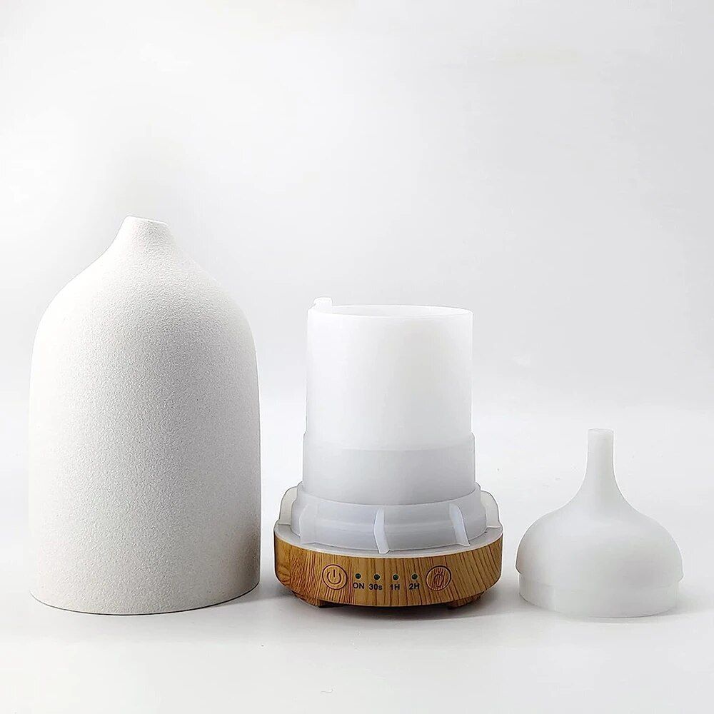 Ceramic Wood Grain Aromatherapy Diffuser with 7-Color Night Light for Home & Office - Image 3
