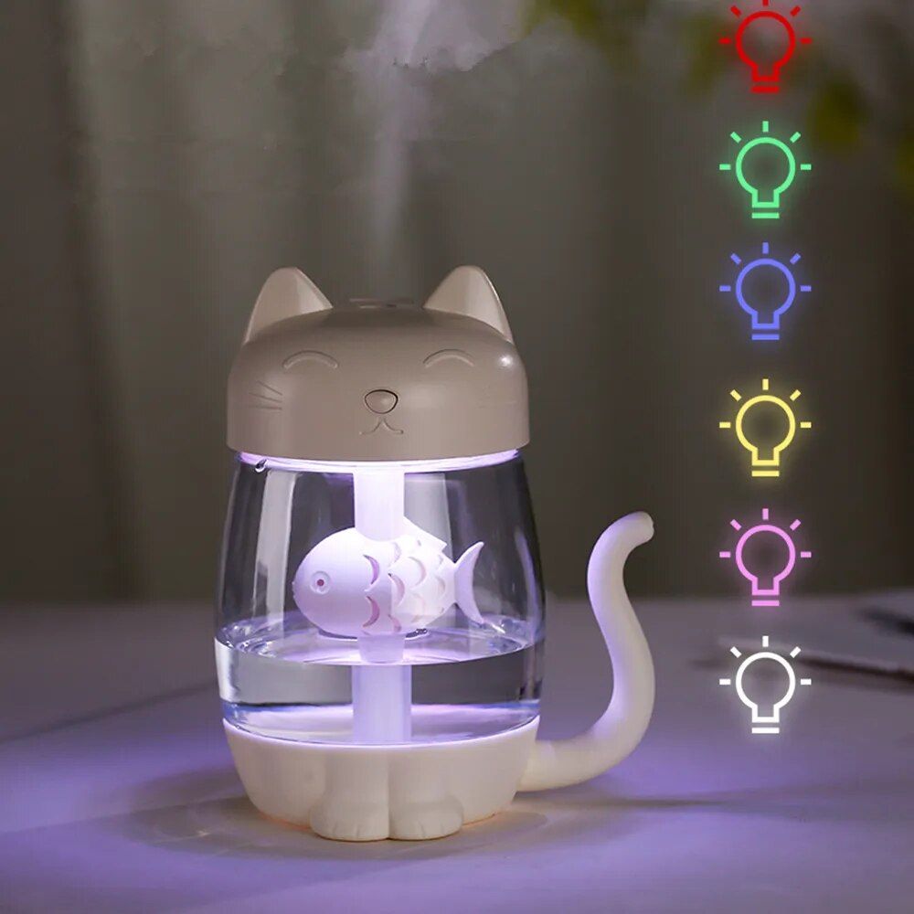 3-in-1 Cat & Fish Ultrasonic LED Humidifier – USB Aroma Diffuser with Timer - Image 6