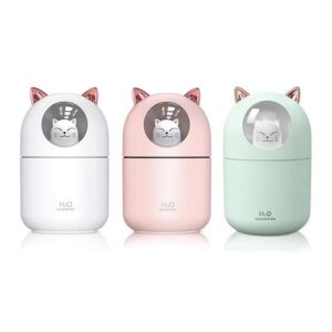 Cute Cat USB Air Humidifier with Aroma Diffuser and Colorful Night Light