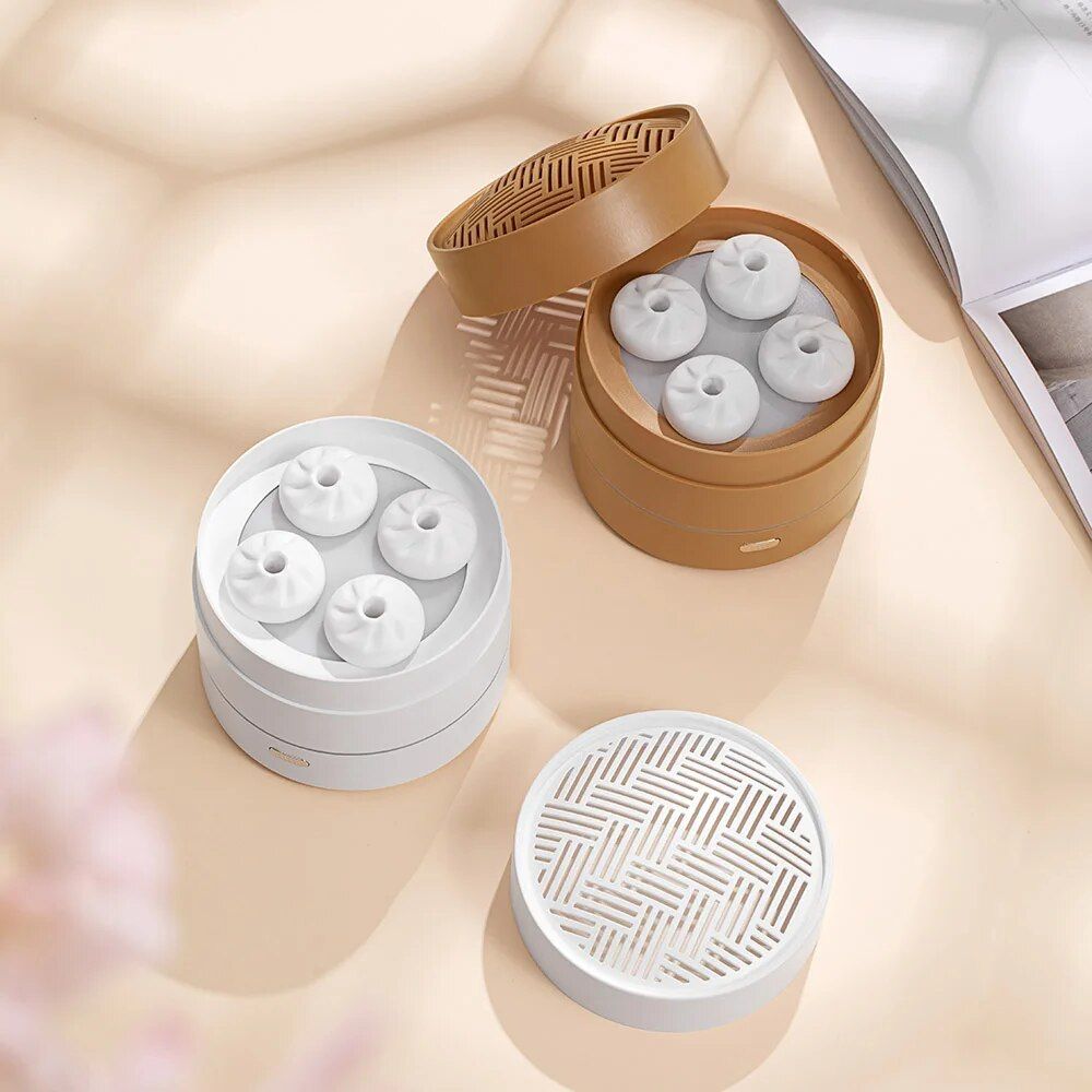 200ML Cute Steamer Bun Shape Essential Oil Diffuser with USB Night Light & Mini Humidifier - Image 4