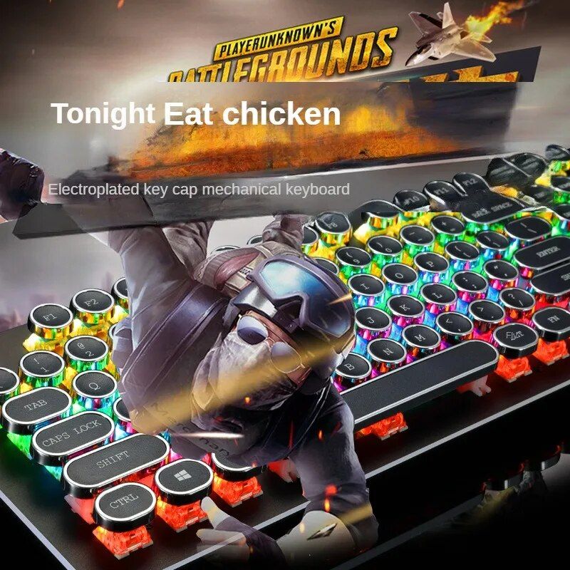 Vintage Steampunk Mechanical Gaming Keyboard with Green Axis - Image 6