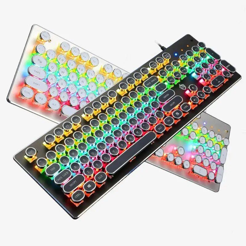 Vintage Steampunk Mechanical Gaming Keyboard with Green Axis - Image 2