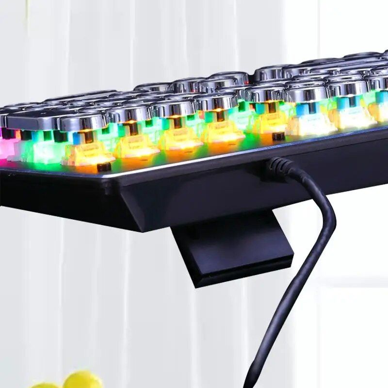 Vintage Steampunk Mechanical Gaming Keyboard with Green Axis - Image 3