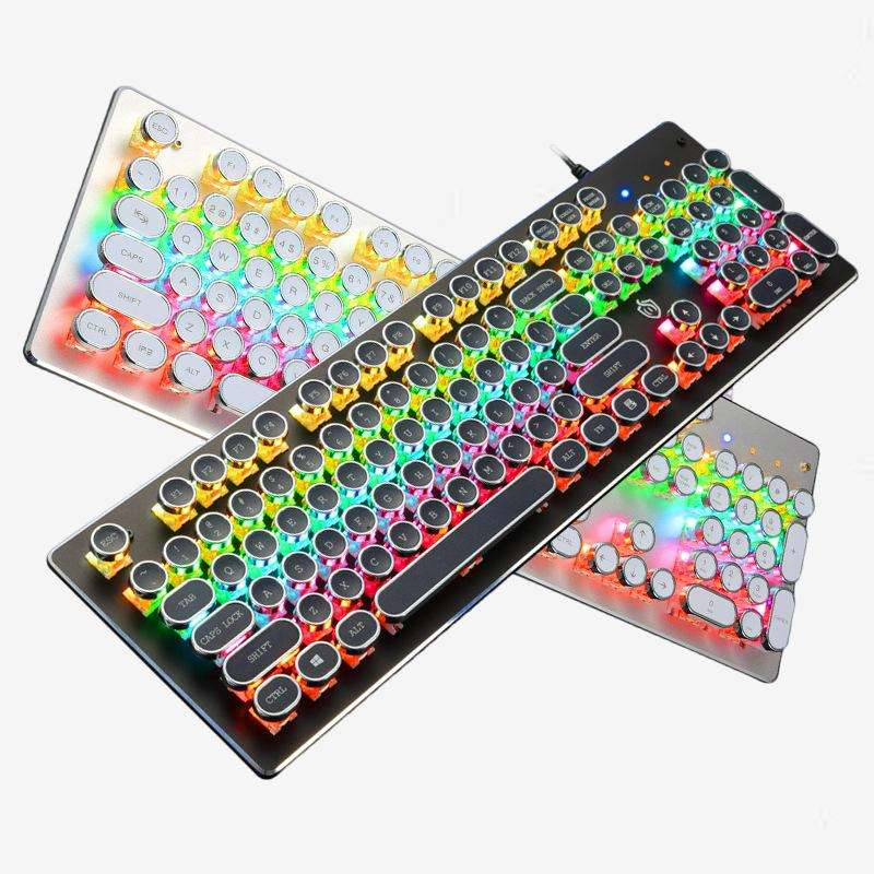 Vintage Steampunk Mechanical Gaming Keyboard with Green Axis