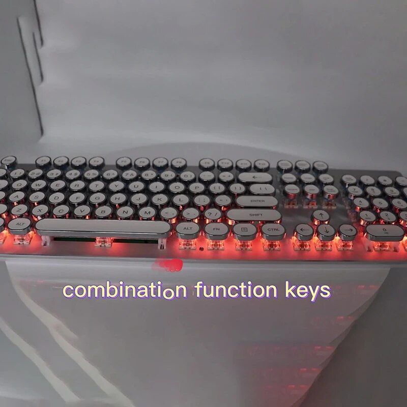 Vintage Steampunk Mechanical Gaming Keyboard with Green Axis - Image 5