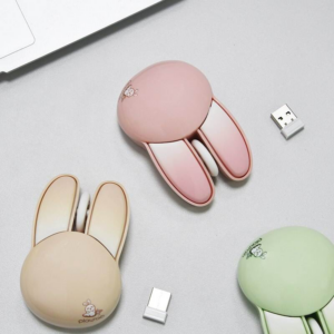 Wireless Optical Silent Mouse – Cute Rabbit Design, Plug & Play USB Receiver, Noiseless Clicks