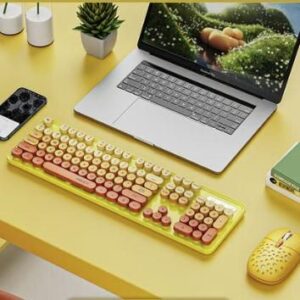 Wireless Vintage Punk Gaming Keyboard & Mouse Combo - Ergonomic Design with Multimedia Keys