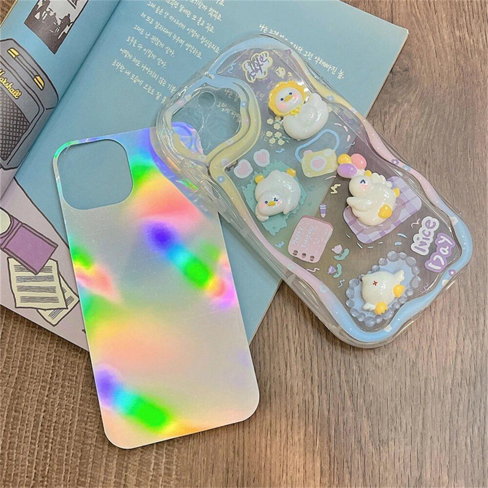 3D Cartoon Duck Cake Gradient Wave Silicone Case for iPhone Models - Image 6