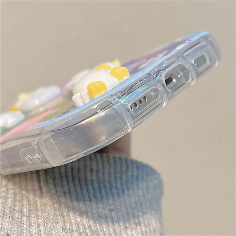 3D Cartoon Duck Cake Gradient Wave Silicone Case for iPhone Models - Image 7