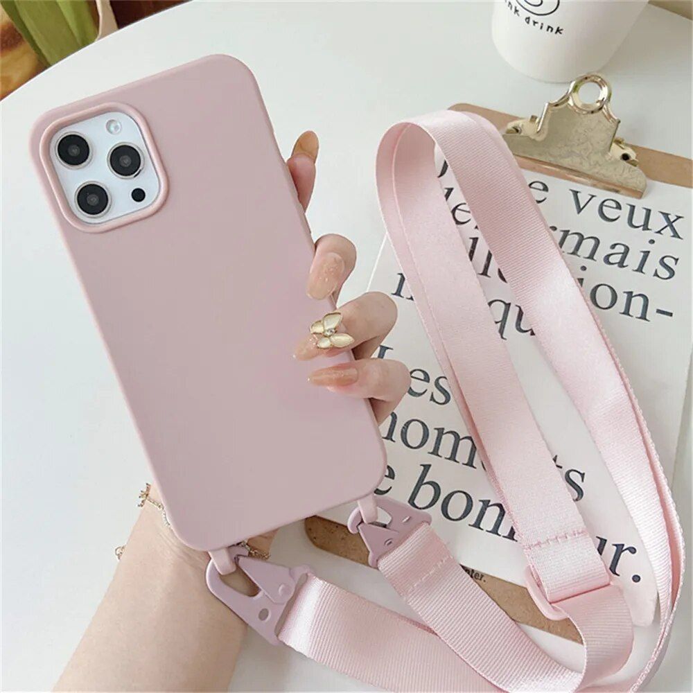 Crossbody Silicone Case with Necklace Lanyard for Various iPhone Models - Image 4