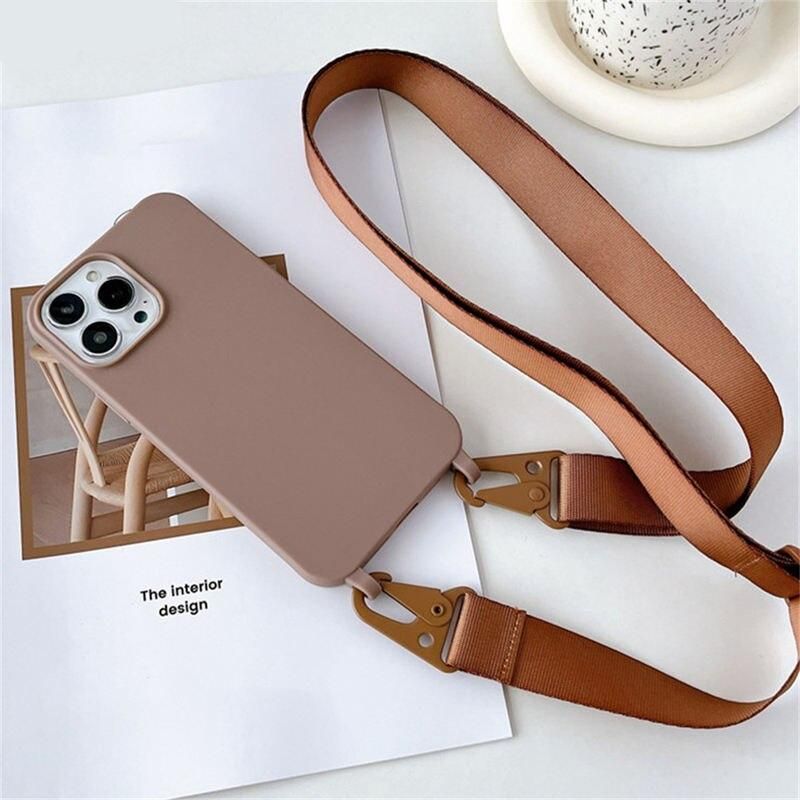 Crossbody Silicone Case with Necklace Lanyard for Various iPhone Models
