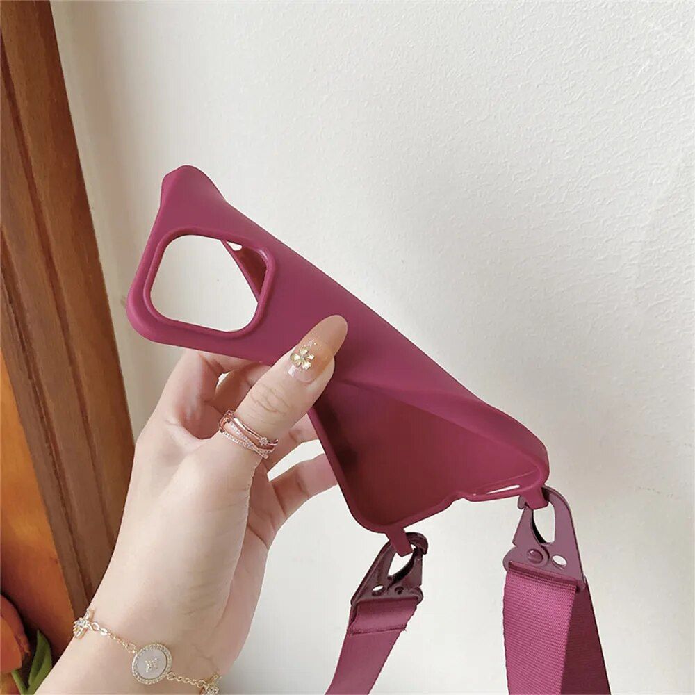 Crossbody Silicone Case with Necklace Lanyard for Various iPhone Models - Image 5