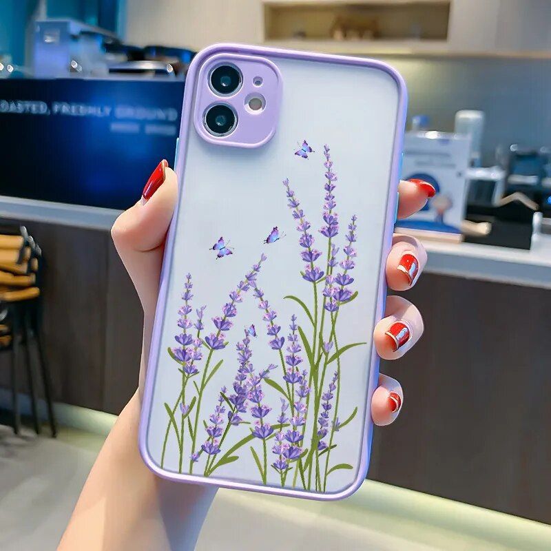 Lavender Butterfly Higan Flower Shockproof Phone Case for Various iPhone Models - Image 3