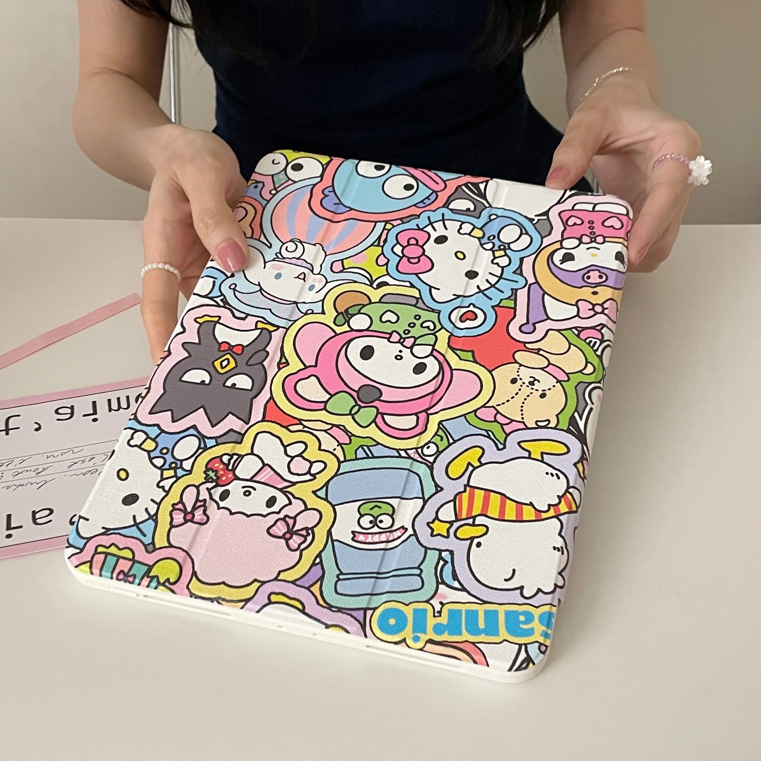 Chic Hello Kitty Kuromi iPad Case with Pen Slot - Image 4