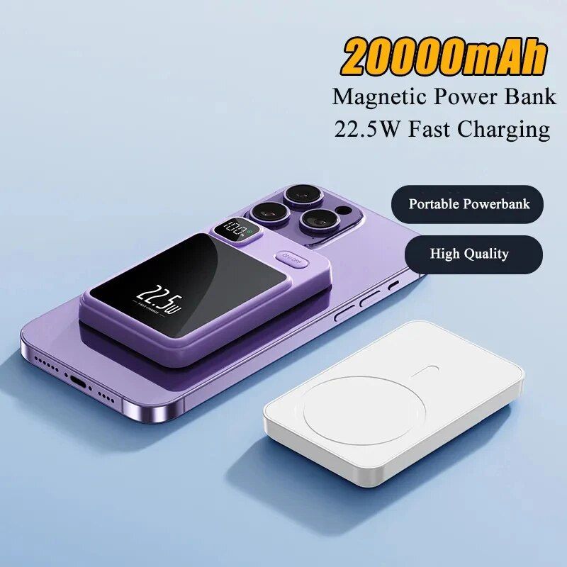 30,000mAh Magnetic Fast-Charging Power Bank with PD20W Wireless & LED Display - Image 7