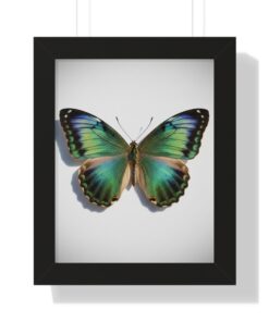 Alternative view of Framed Poster - Green Blue Butterfly Wall Art (Vertical)
