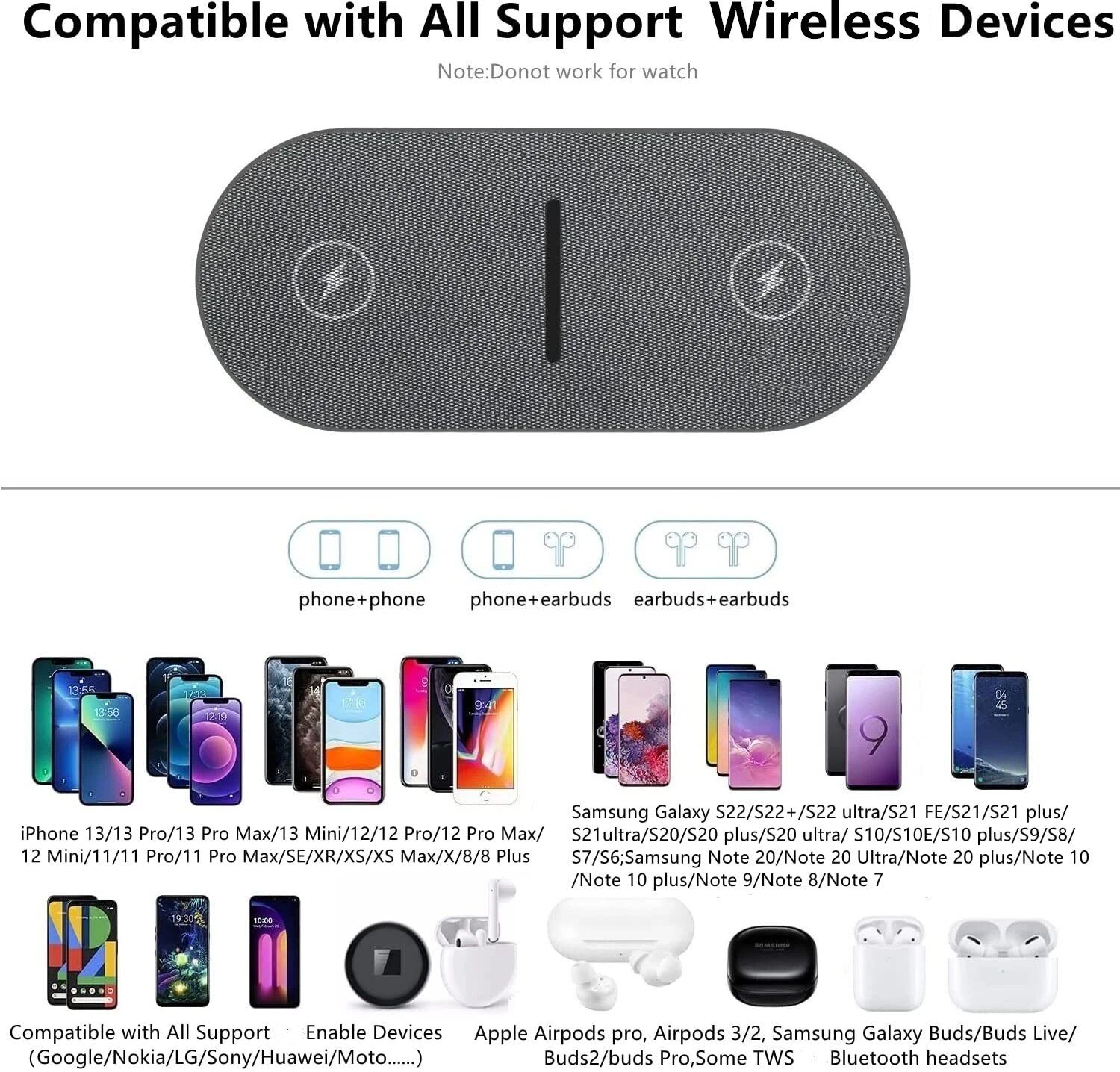 40W Dual Wireless Fast Charging Pad for iPhone, Samsung, and AirPods - Image 5