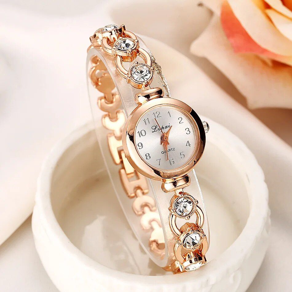 Elegant Quartz Bracelet Wristwatch with Rhinestones for Women - Image 3