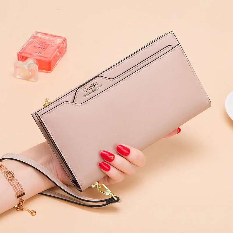 Soft Leather Long Envelope Wallet with Fashion Bandage - Image 3