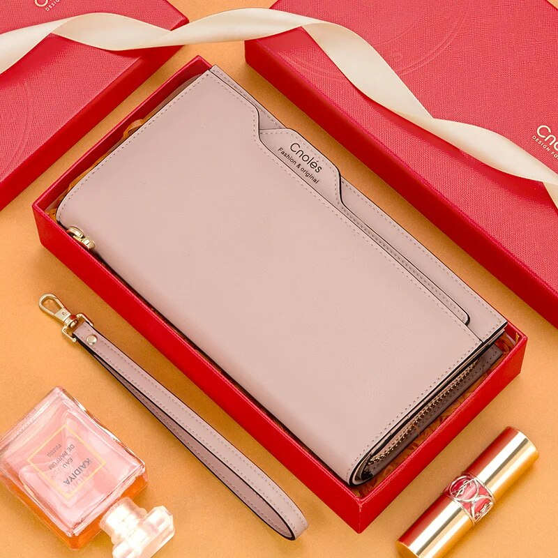 Soft Leather Long Envelope Wallet with Fashion Bandage - Image 5