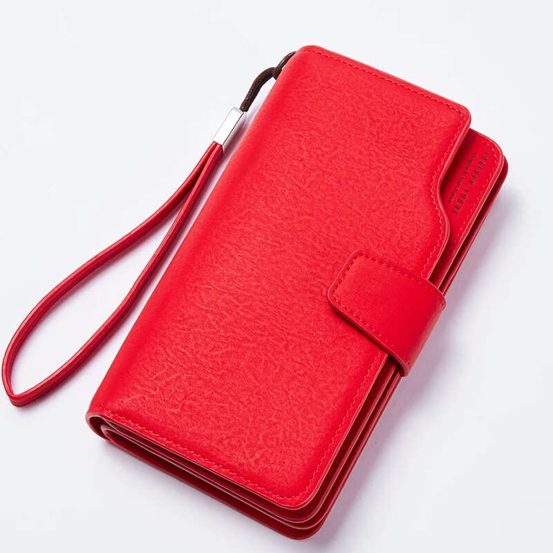 Red PU Leather Wallet Clutch with Zipper for Women - Image 5
