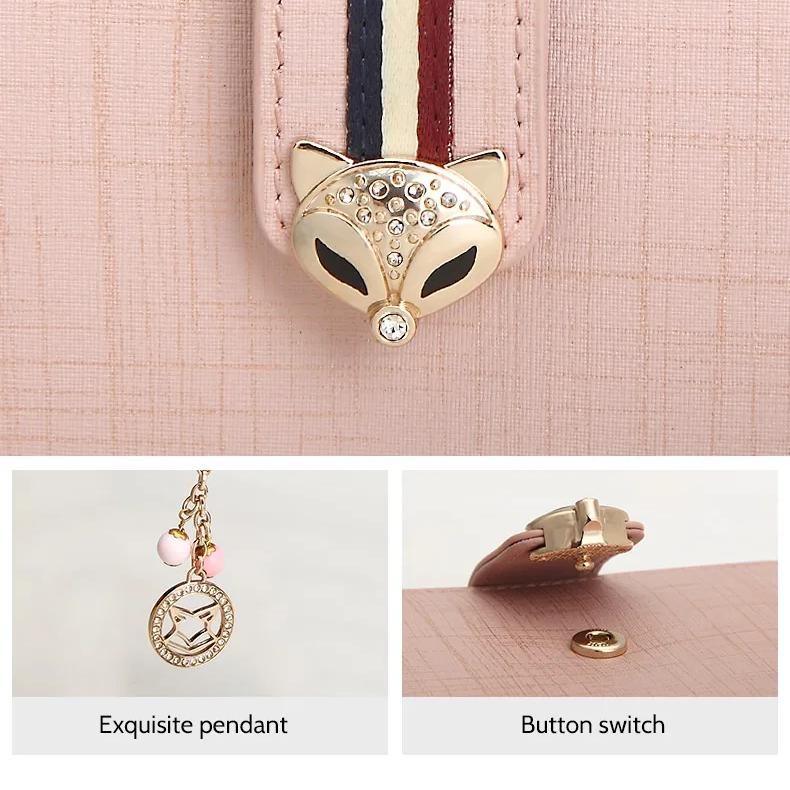 Split Leather Short Wallet with Zipper & Pendant for Women - Image 10