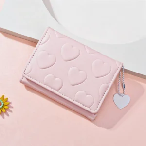 Chic Love-Imprinted PU Leather Wallet with Multi-Card Slots & Secure Snap Closure