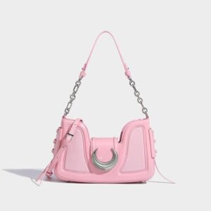 Luxury Pink Half Moon Crossbody Bag