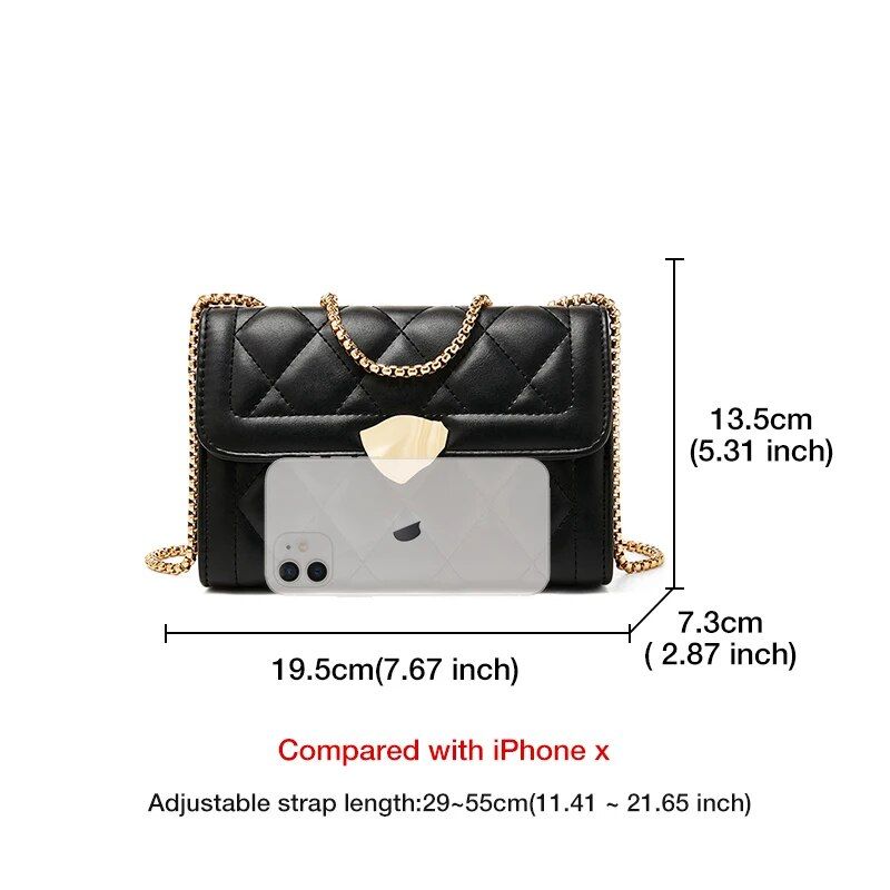 PU Leather Diamond Lattice Crossbody Bag - Image 5