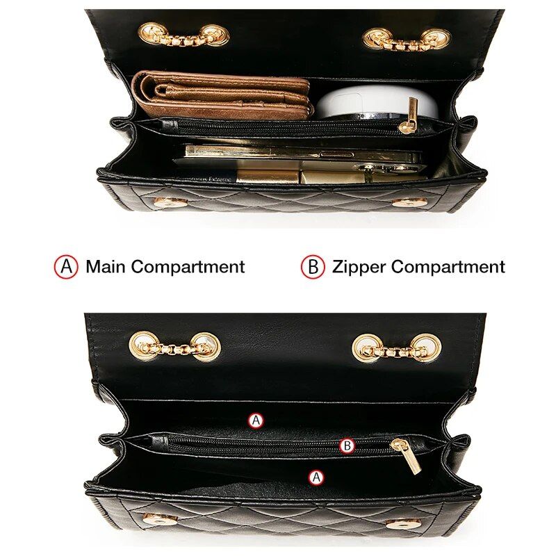 PU Leather Diamond Lattice Crossbody Bag - Image 6