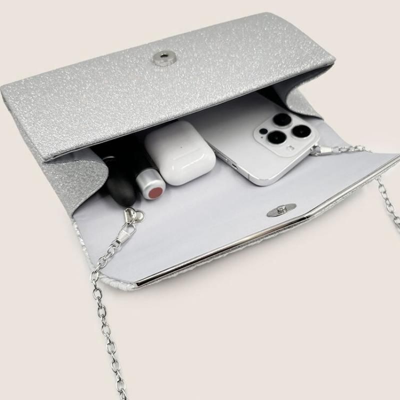 Luxury Glitter Evening Clutch with Chain Shoulder Strap - Image 4
