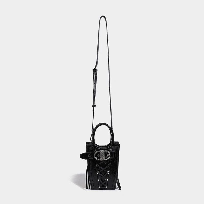 Vintage Black Top Handle Cross Body Bag - Image 3