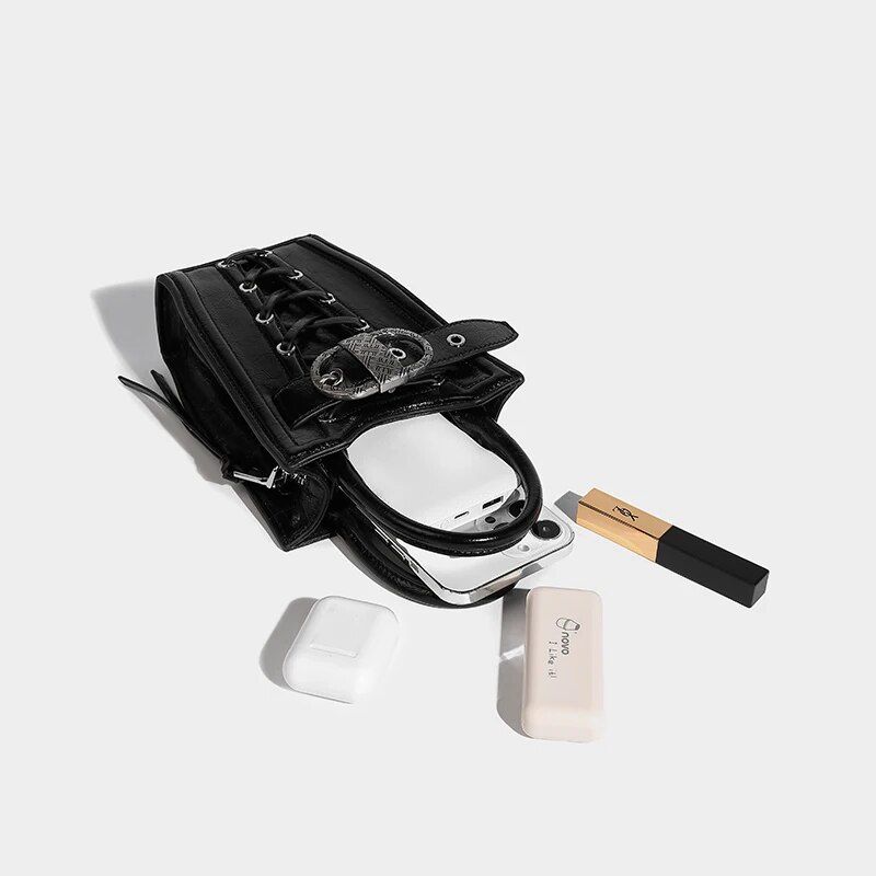 Vintage Black Top Handle Cross Body Bag - Image 5