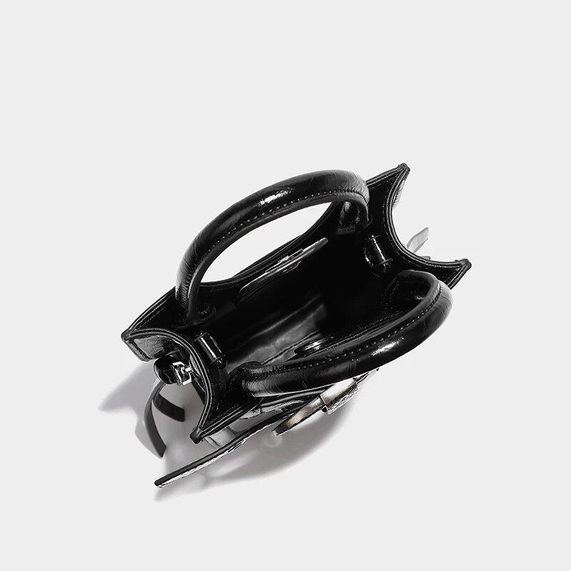 Vintage Black Top Handle Cross Body Bag - Image 4