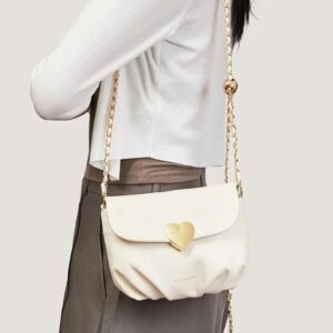 Adjustable Chain Heart-Shaped Flap Crossbody Bag