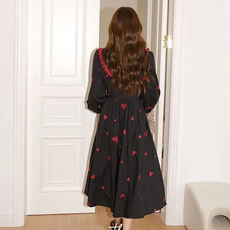 Elegant Vintage Puff Sleeve Gothic Dress - Image 5