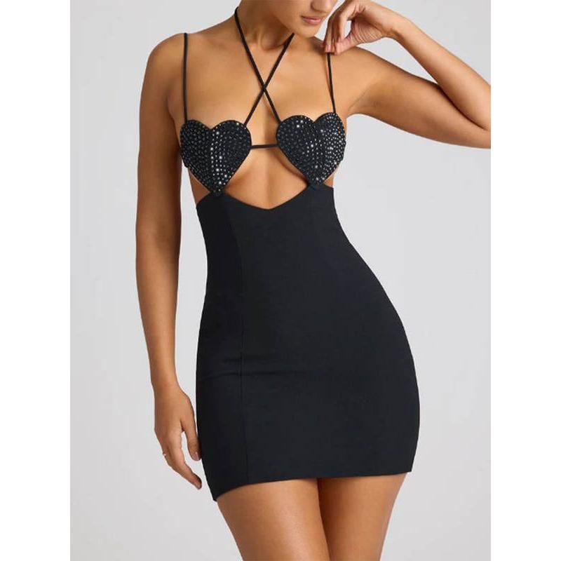 Sequin Heart Sling Backless Mini Dress - Image 2