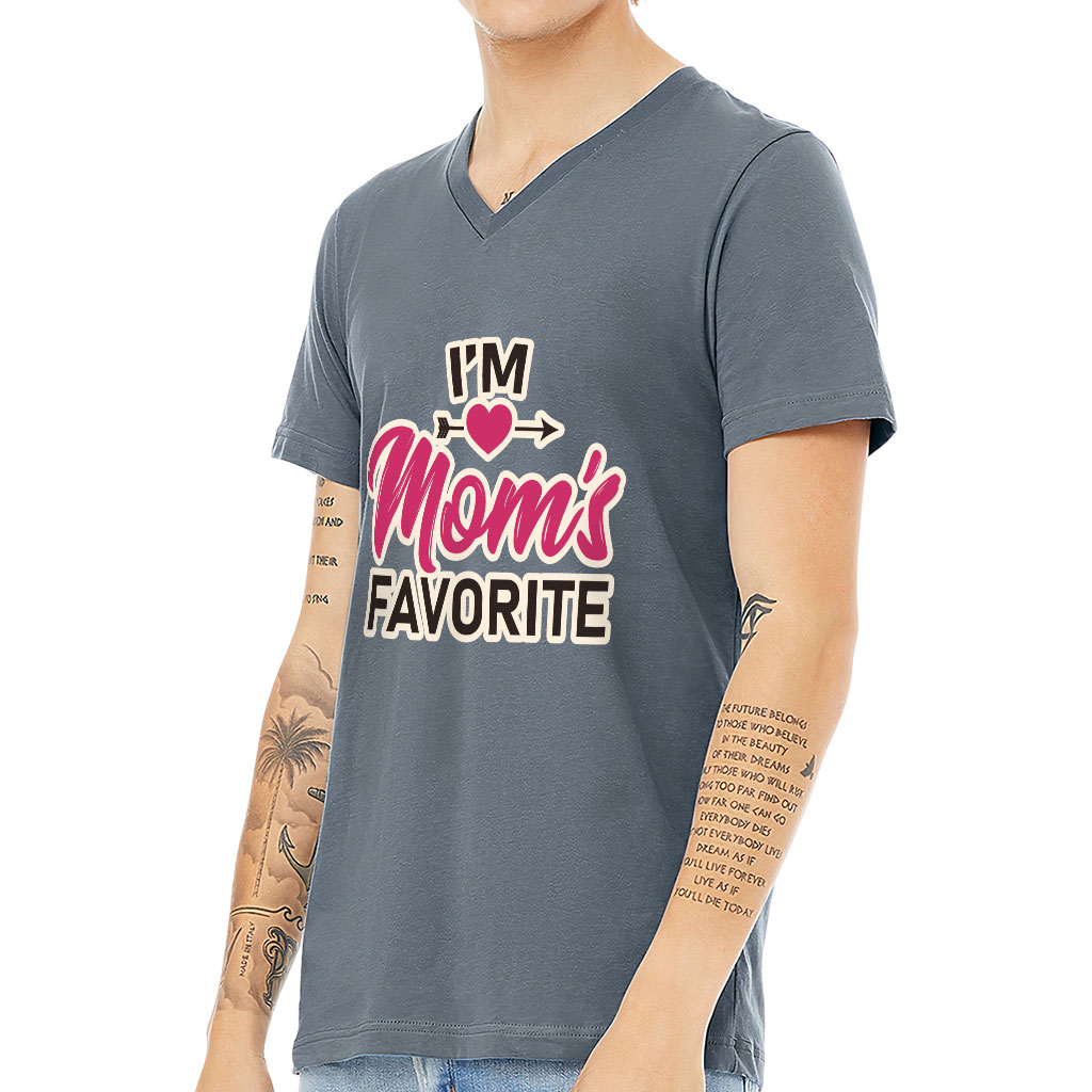 I'm Mom's Favorite V-Neck T-Shirt - Cute T-Shirt - Graphic V-Neck Tee - Image 3