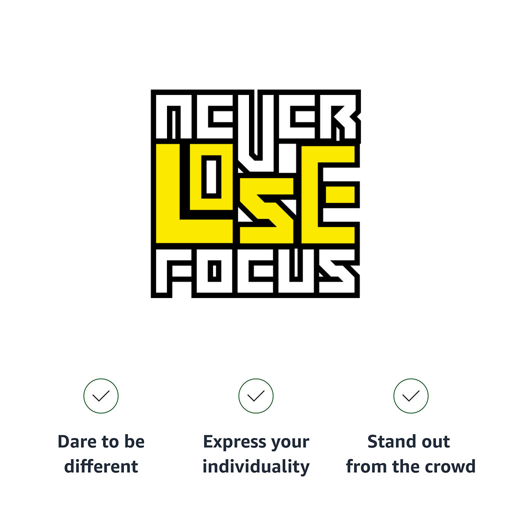 Never Lose Focus Curved Hem T-Shirt - Inspirational T-Shirt - Printed Curved Hem Tee - Image 7