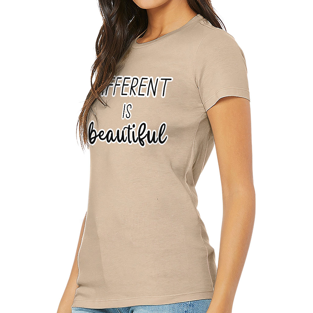 Different Is Beautiful Slim Fit T-Shirt - Cute Design Women's T-Shirt - Graphic Slim Fit Tee - Image 3