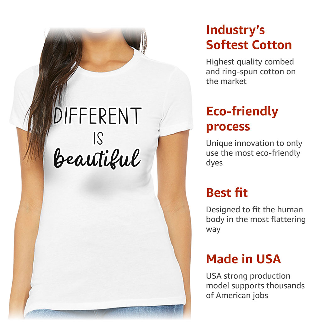 Different Is Beautiful Slim Fit T-Shirt - Cute Design Women's T-Shirt - Graphic Slim Fit Tee - Image 6