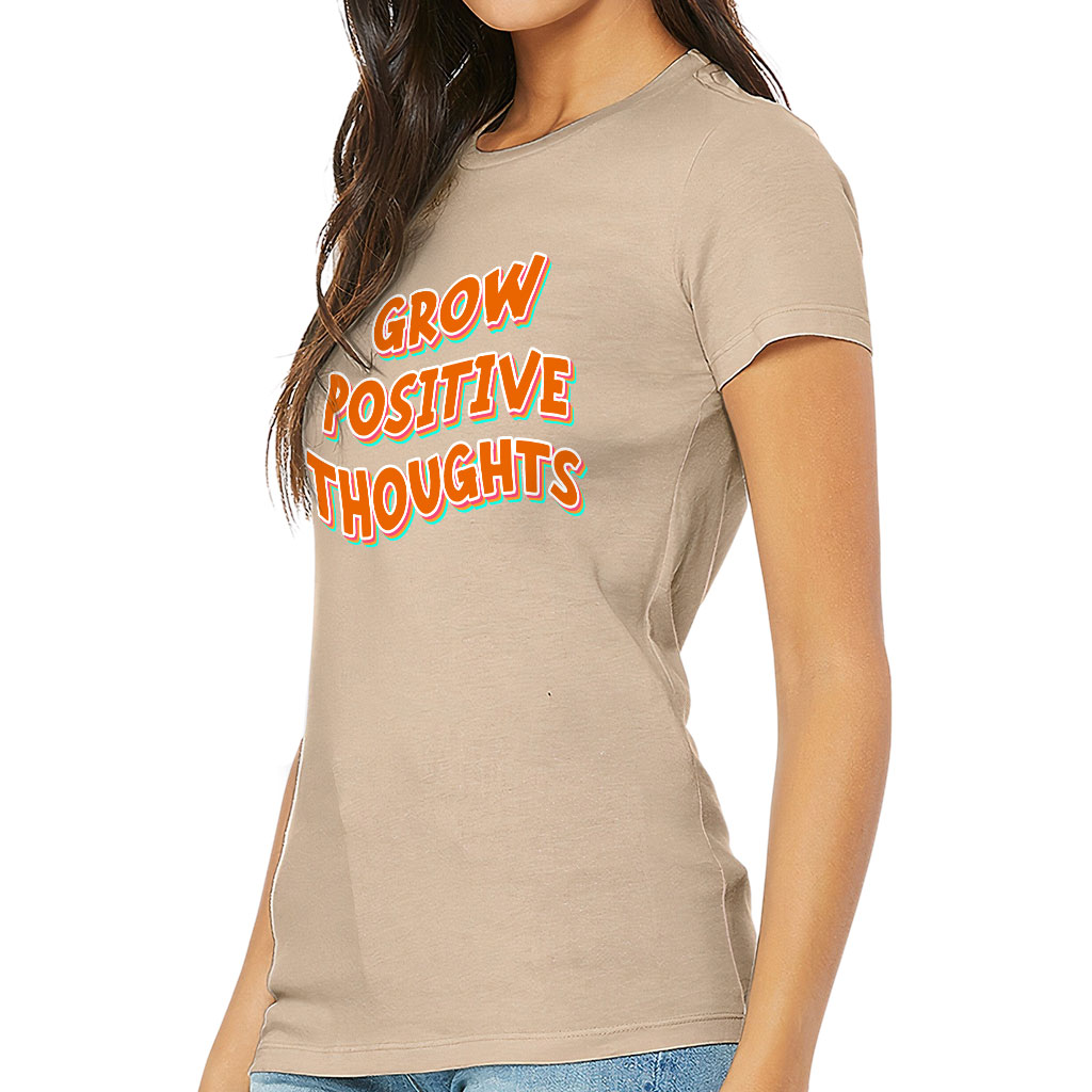 Grow Positive Thoughts Slim Fit T-Shirt - Inspirational Women's T-Shirt - Quote Slim Fit Tee - Image 3