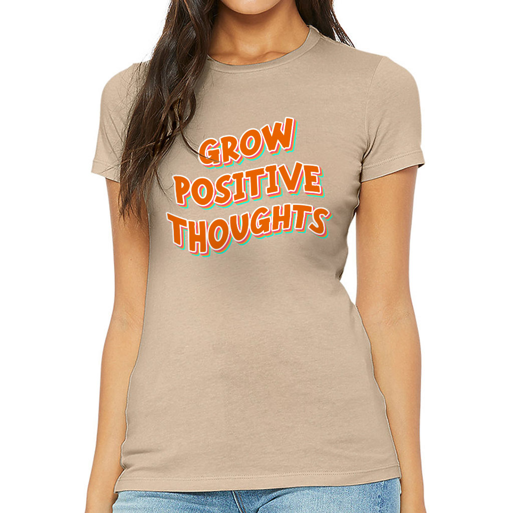 Grow Positive Thoughts Slim Fit T-Shirt - Inspirational Women's T-Shirt - Quote Slim Fit Tee - Image 2