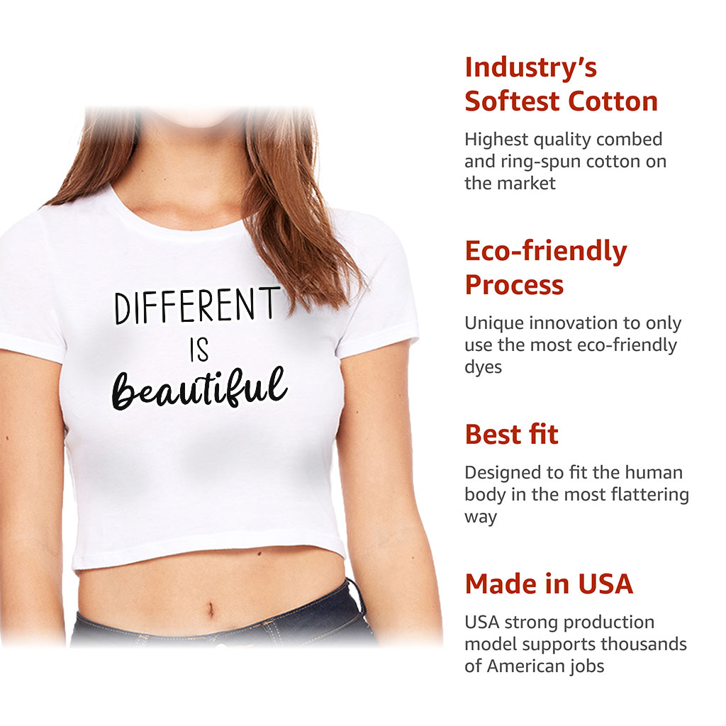 Different Is Beautiful Women's Cropped T-Shirt - Cute Design Crop Top - Graphic Cropped Tee - Image 6