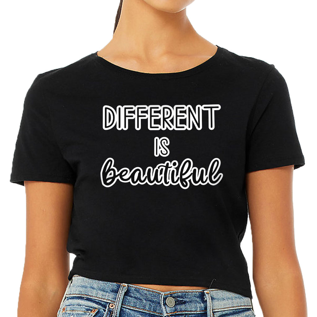 Different Is Beautiful Women's Cropped T-Shirt - Cute Design Crop Top - Graphic Cropped Tee