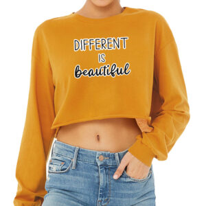 Different Is Beautiful Cropped Long Sleeve T-Shirt - Cute Design Women's T-Shirt - Graphic Long Sleeve Tee