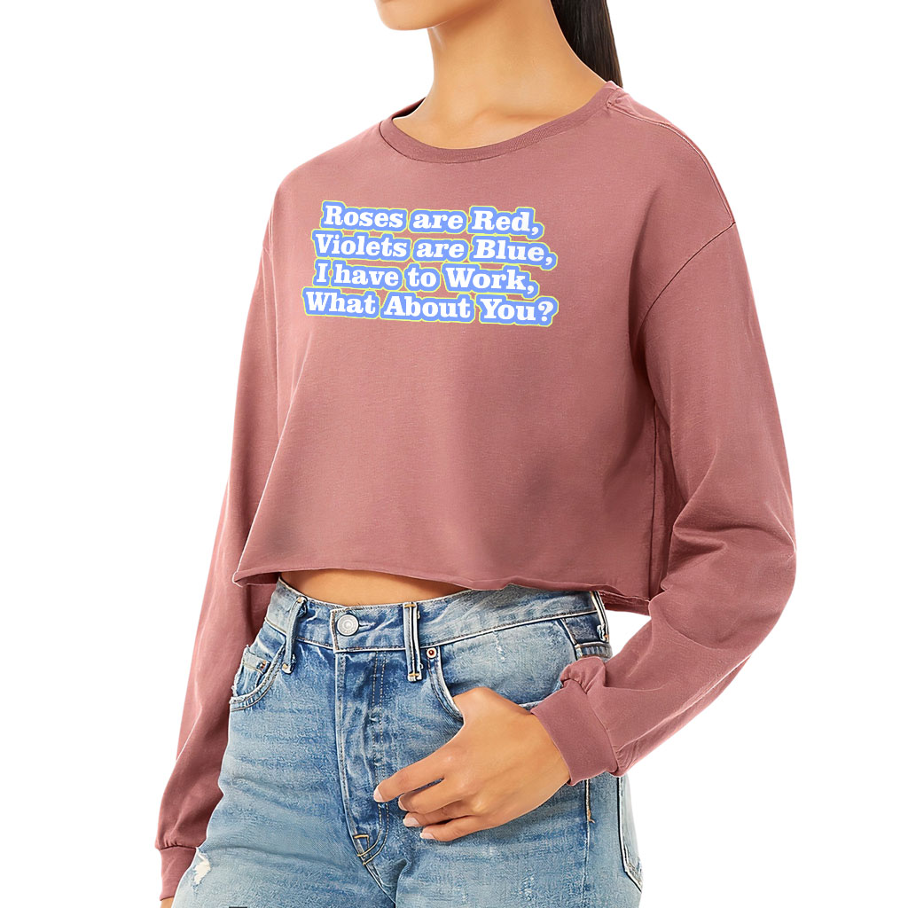 Roses are Red Cropped Long Sleeve T-Shirt - Funny Design Women's T-Shirt - Themed Long Sleeve Tee - Image 3