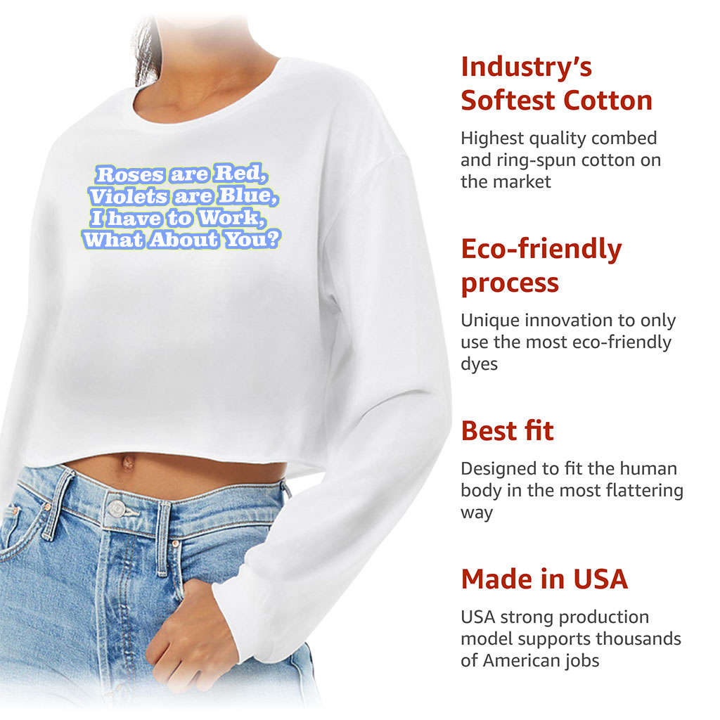 Roses are Red Cropped Long Sleeve T-Shirt - Funny Design Women's T-Shirt - Themed Long Sleeve Tee - Image 6
