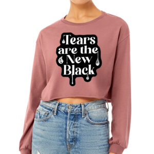 Cool Print Cropped Long Sleeve T-Shirt - Cool Saying Women's T-Shirt - Best Design Long Sleeve Tee